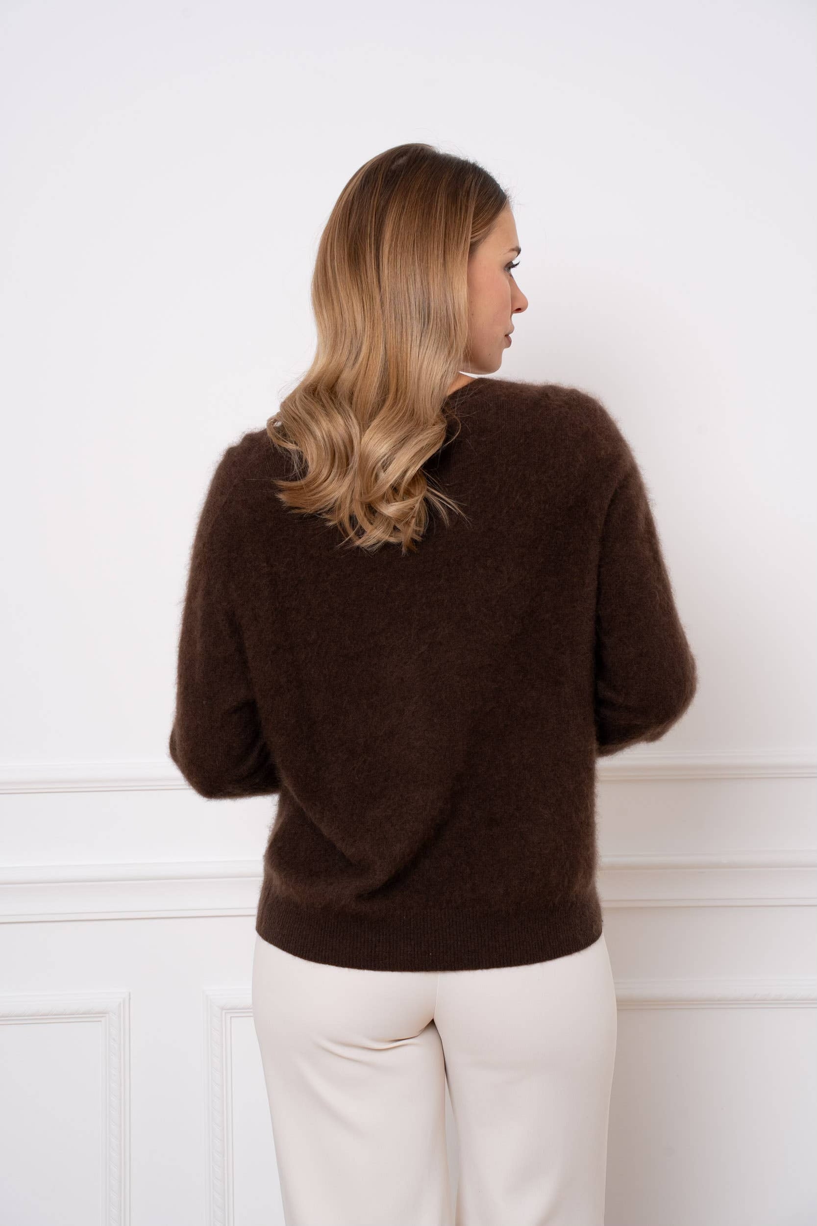 Cashmere-Blend Brushed Sweater - Brown