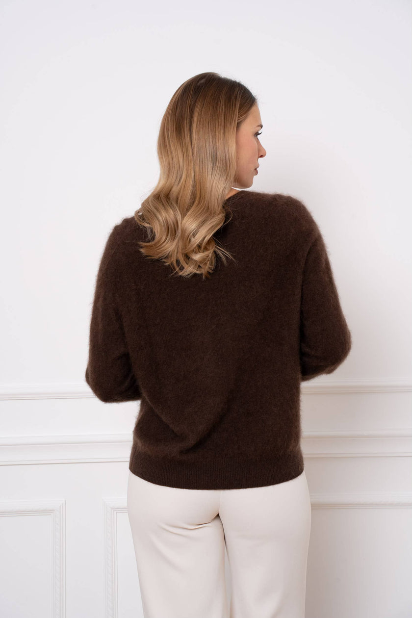 Cashmere-Blend Brushed Sweater - Brown