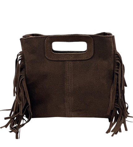 Suede Fringed Bag - Dark Brown