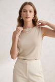 Premium-Cotton Tank Top -  Light Beige
