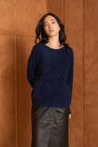 Cashmere-Blend Brushed Sweater - Navy