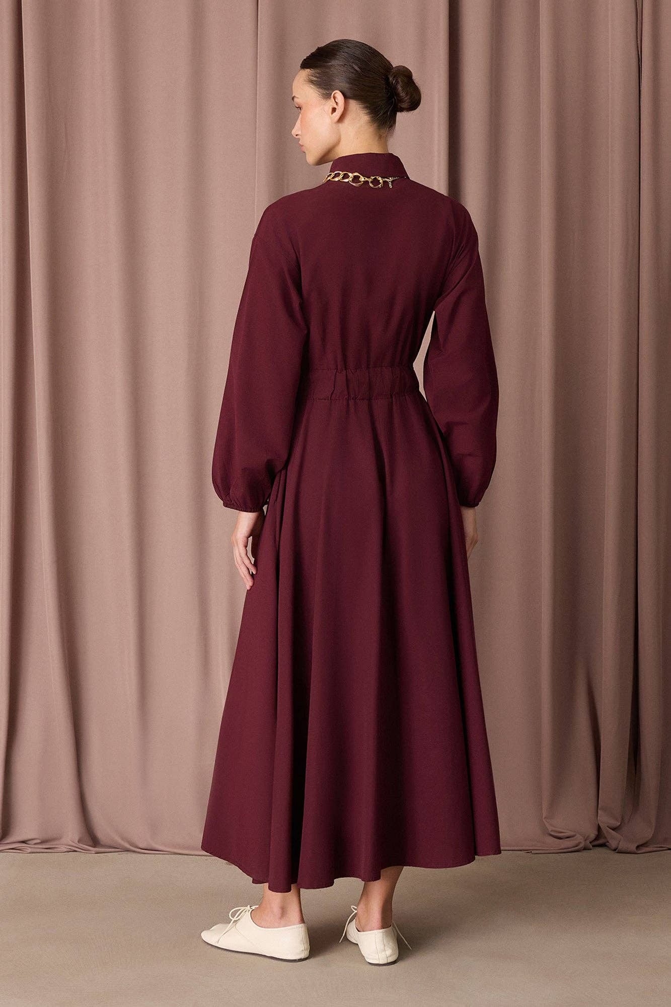 Mara Shirt Dress - Burgundy