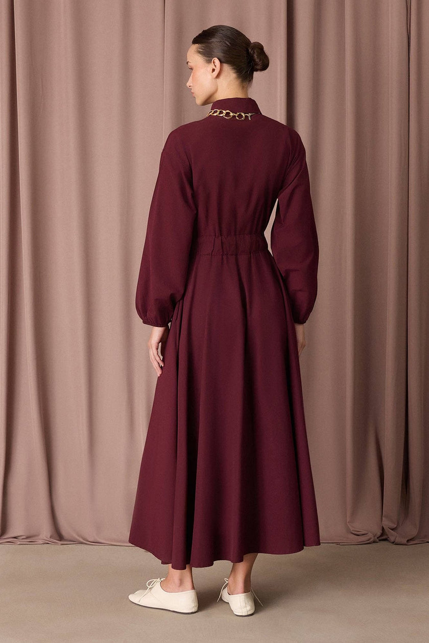 Mara Shirt Dress - Burgundy