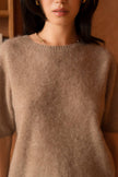 Brushed wool & cashmere short sleeve sweater