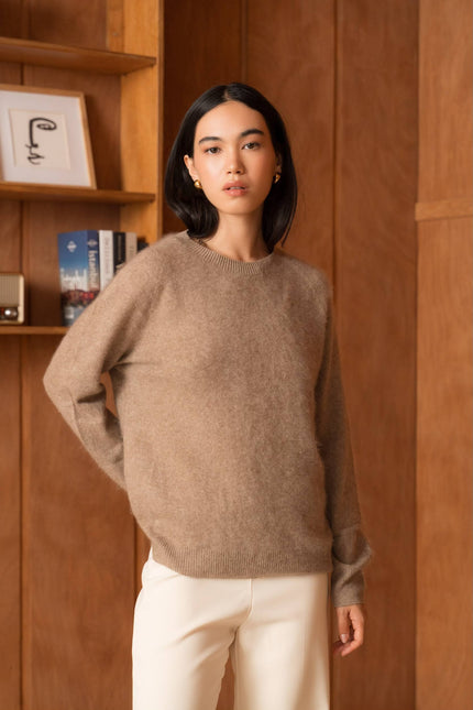 Cashmere-Blend Brushed Sweater - Beige