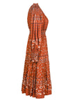 Folk-Print Viscose Midi Dress