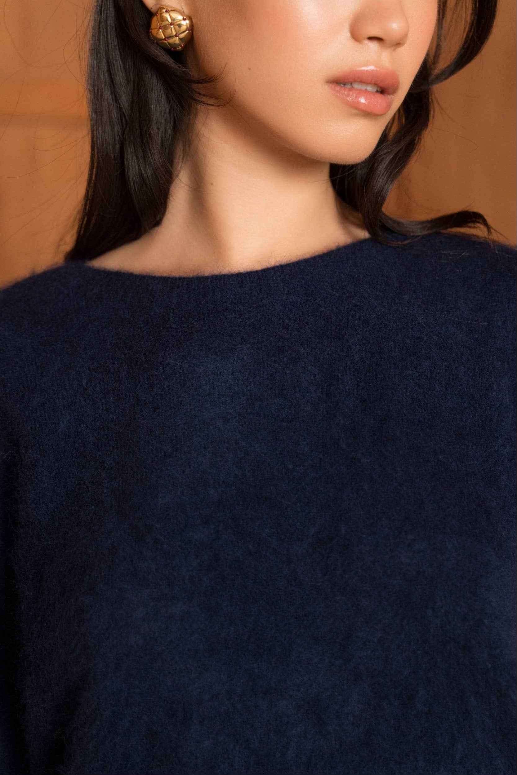 Cashmere-Blend Brushed Sweater - Navy