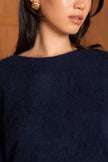 Cashmere-Blend Brushed Sweater - Navy