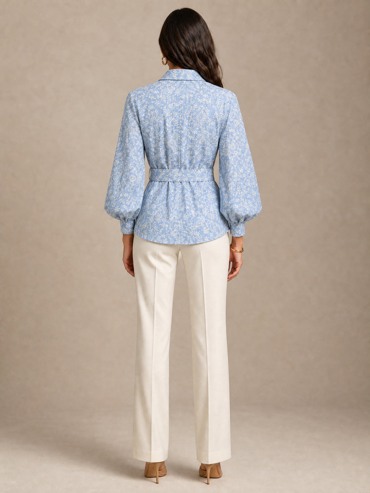 Embroidered Belted Shirt