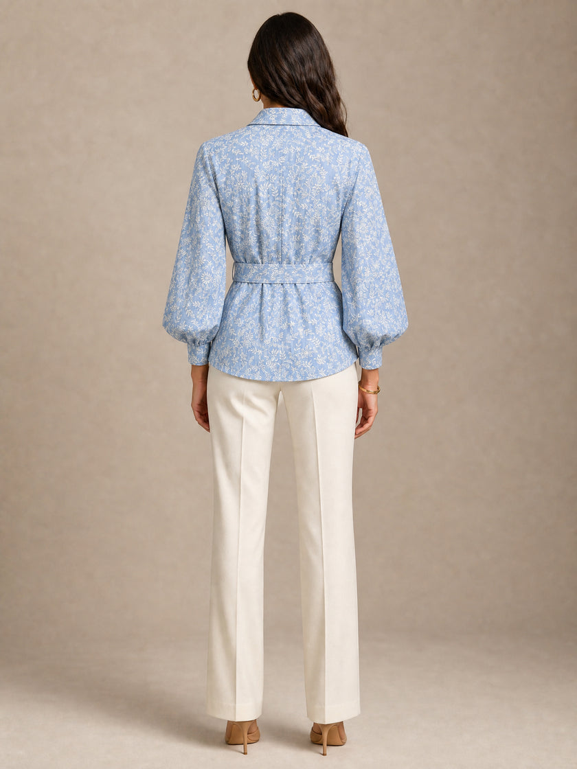 Embroidered Belted Shirt