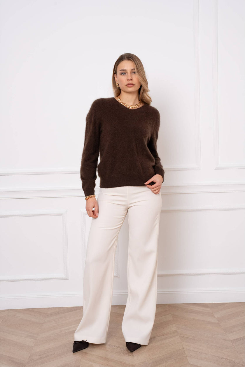Cashmere-Blend Brushed Sweater - Brown