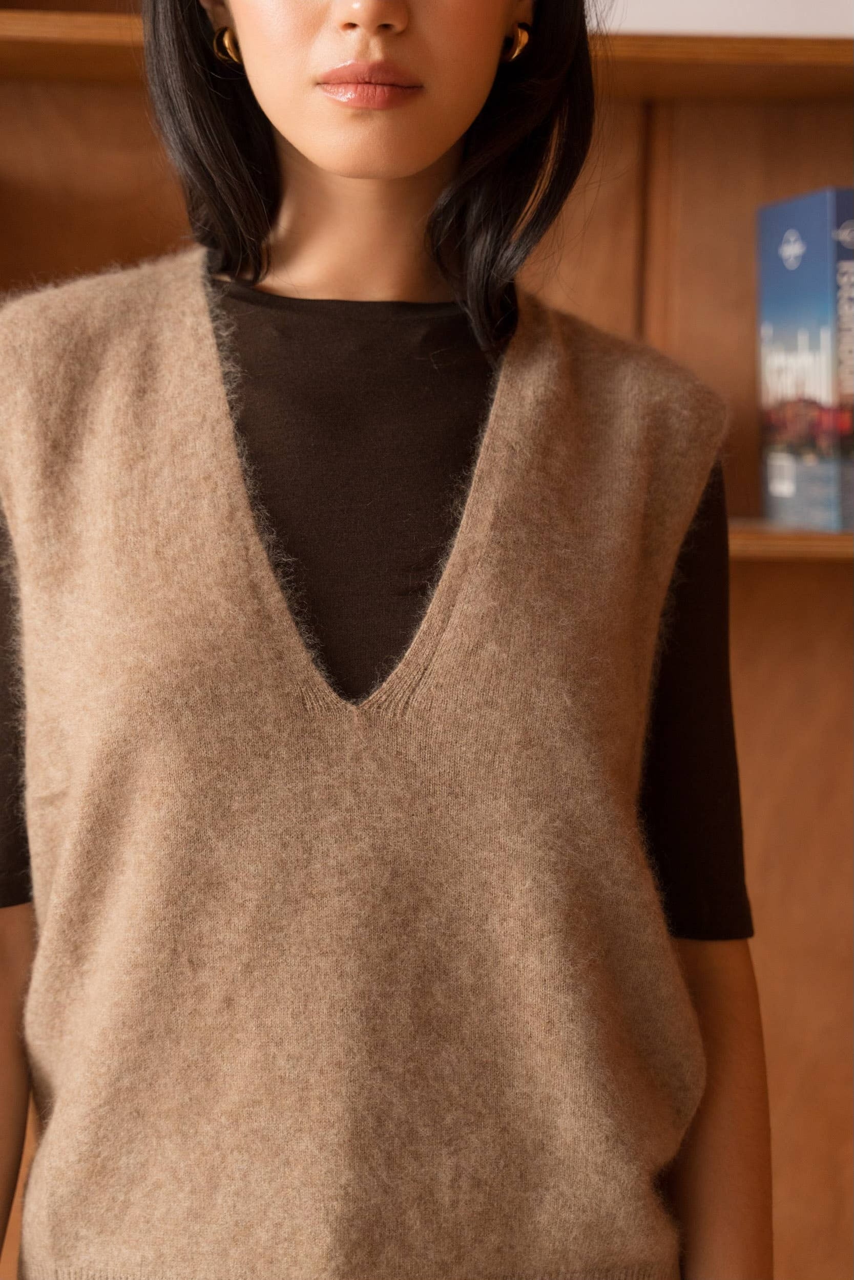 Cashmere-Blend Brushed Vest - Beige