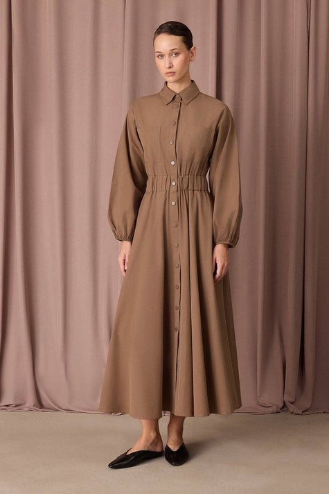 Mara Shirt Dress - Dark Beige