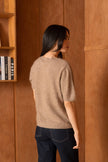 Brushed wool & cashmere short sleeve sweater