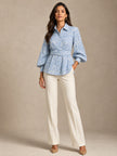 Embroidered Belted Shirt
