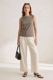 Premium-Cotton Tank Top - Taupe