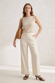 Premium-Cotton Tank Top -  Light Beige