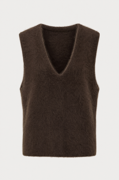 Cashmere-Blend Brushed Vest - Brown