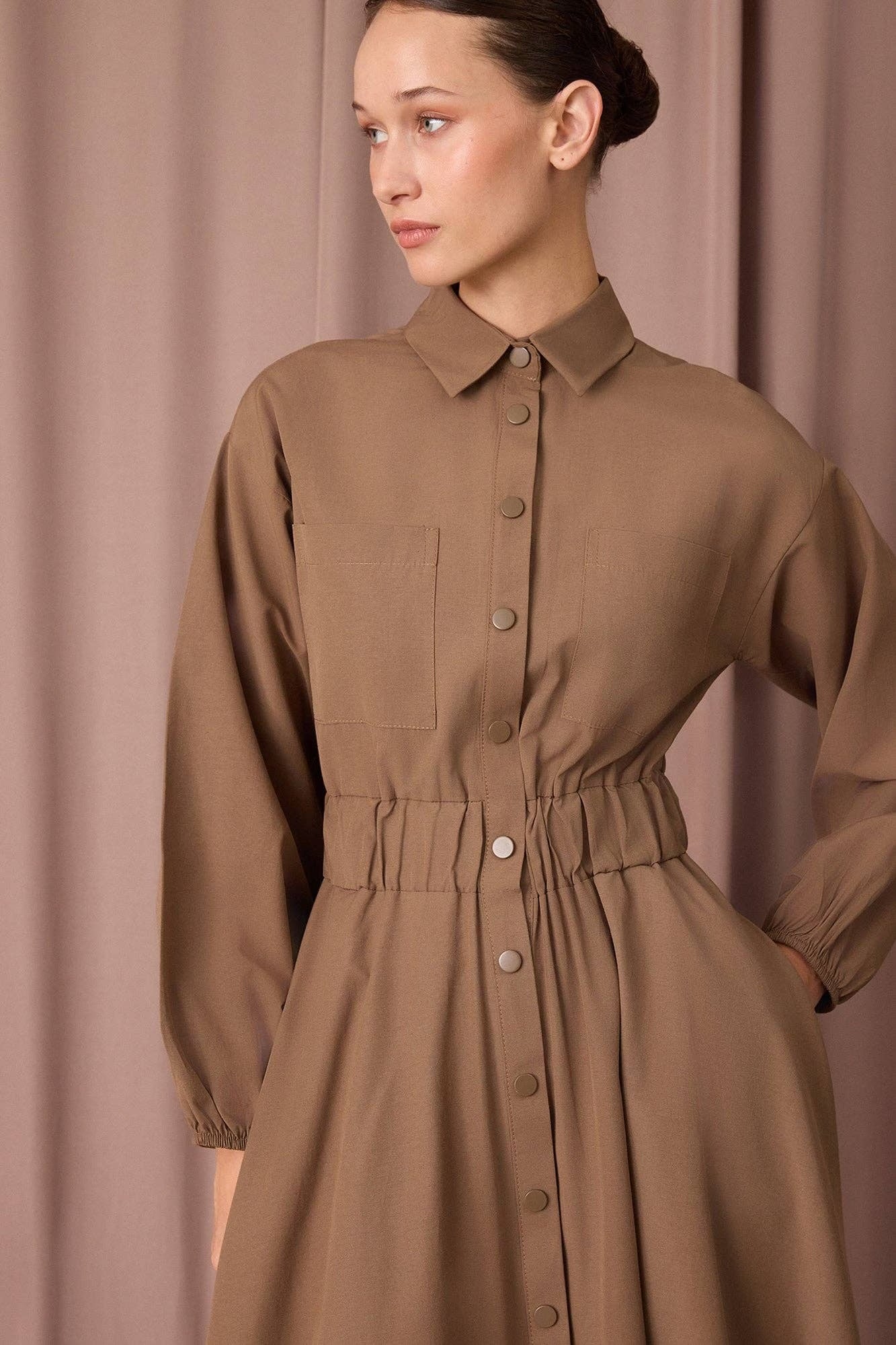 Mara Shirt Dress - Dark Beige
