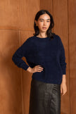 Cashmere-Blend Brushed Sweater - Navy