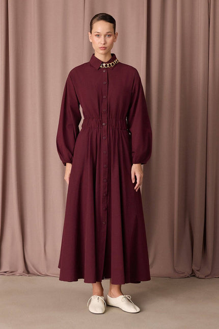 Mara Shirt Dress - Burgundy
