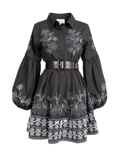 Cotton Embroidery Shirtdress - Black