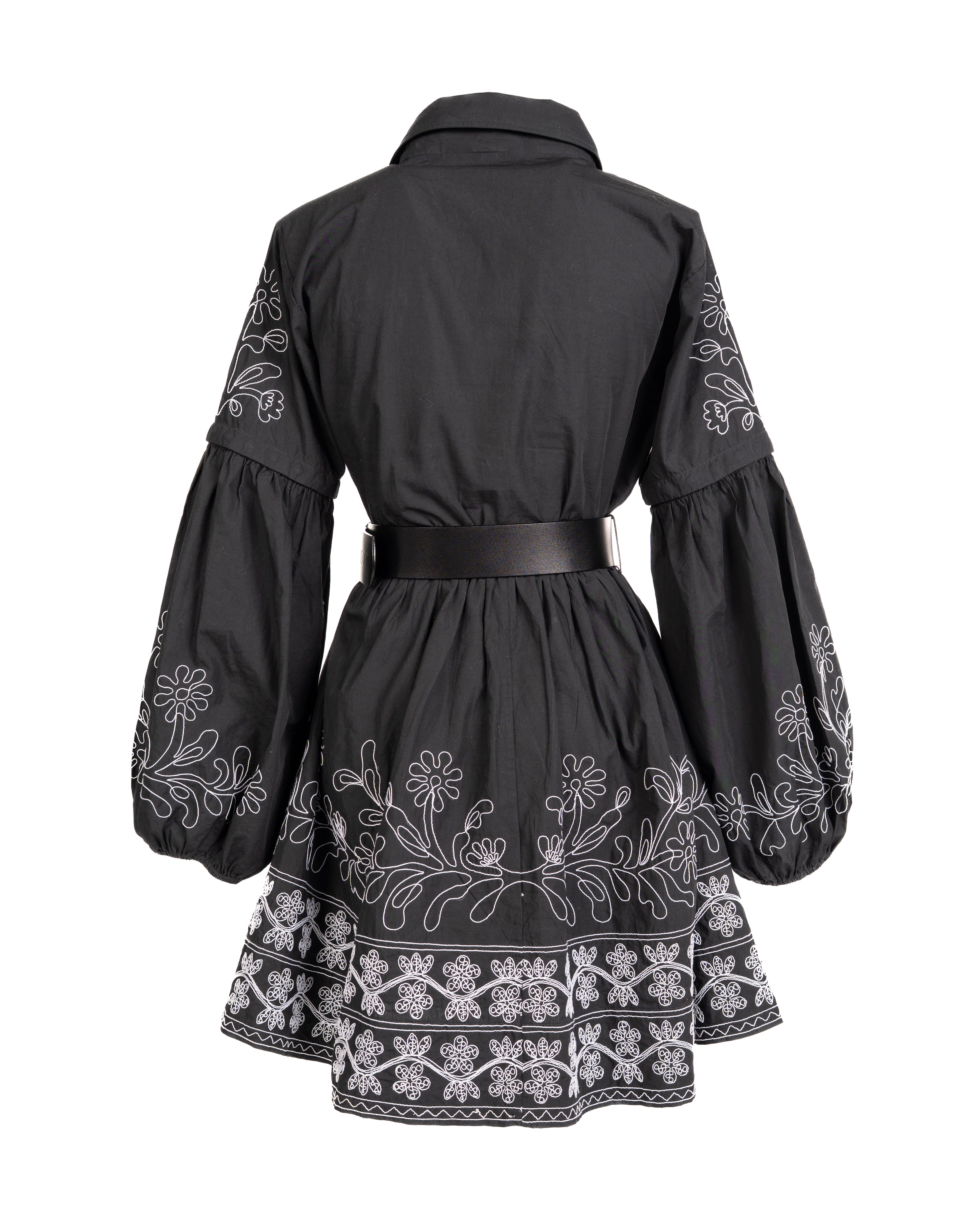 Cotton Embroidery Shirtdress - Black