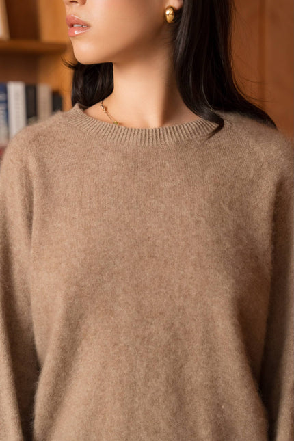 Cashmere-Blend Brushed Sweater - Beige