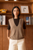 Cashmere-Blend Brushed Vest - Beige