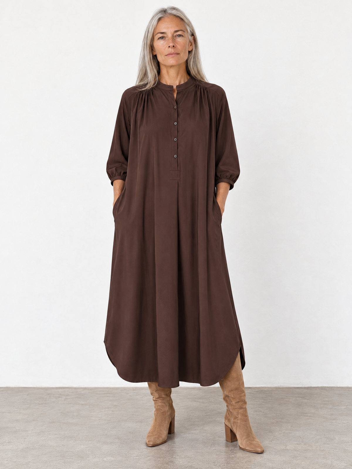 Vilma-Louise Shirt Dress - Dark Brown