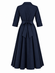 Wrap-Tie Dress - Navy Blue