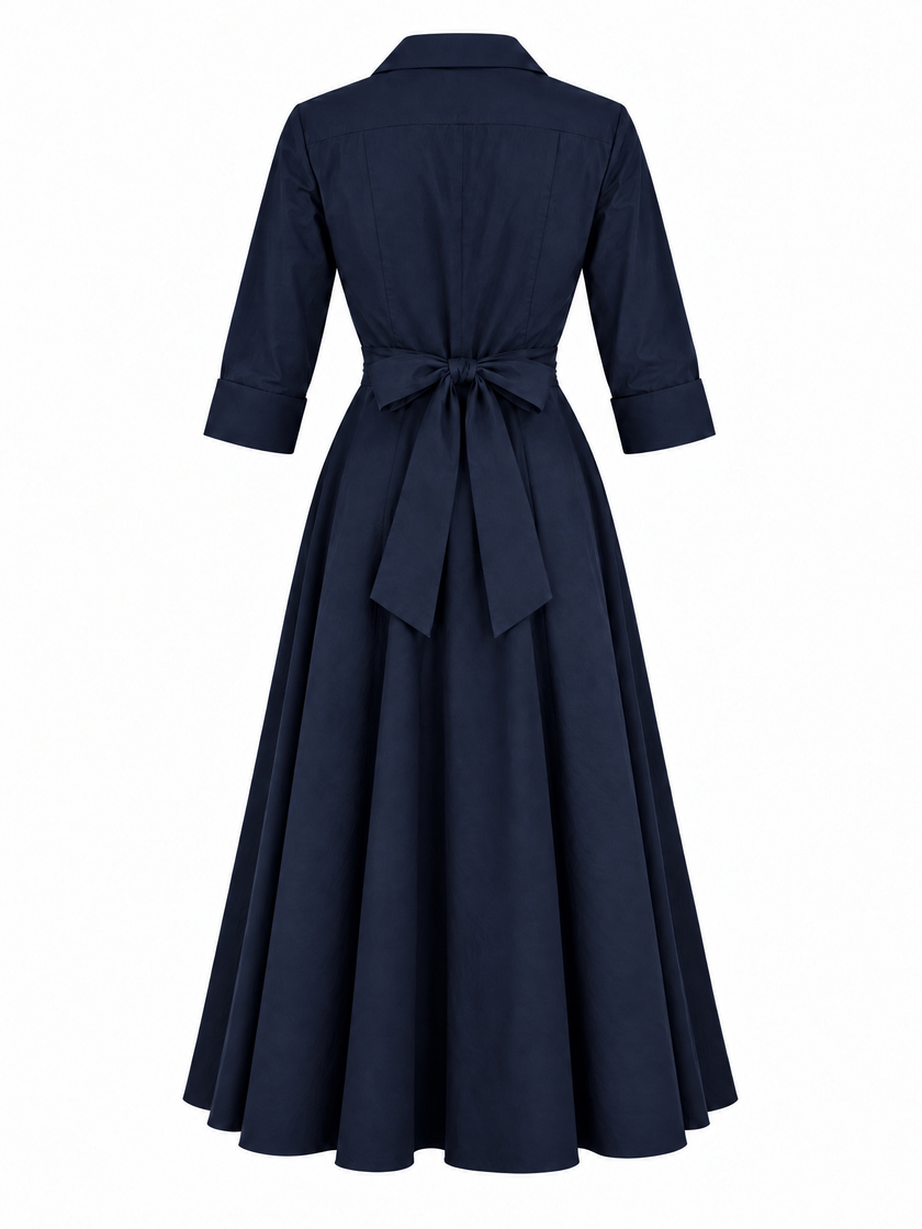 Wrap-Tie Dress - Navy Blue