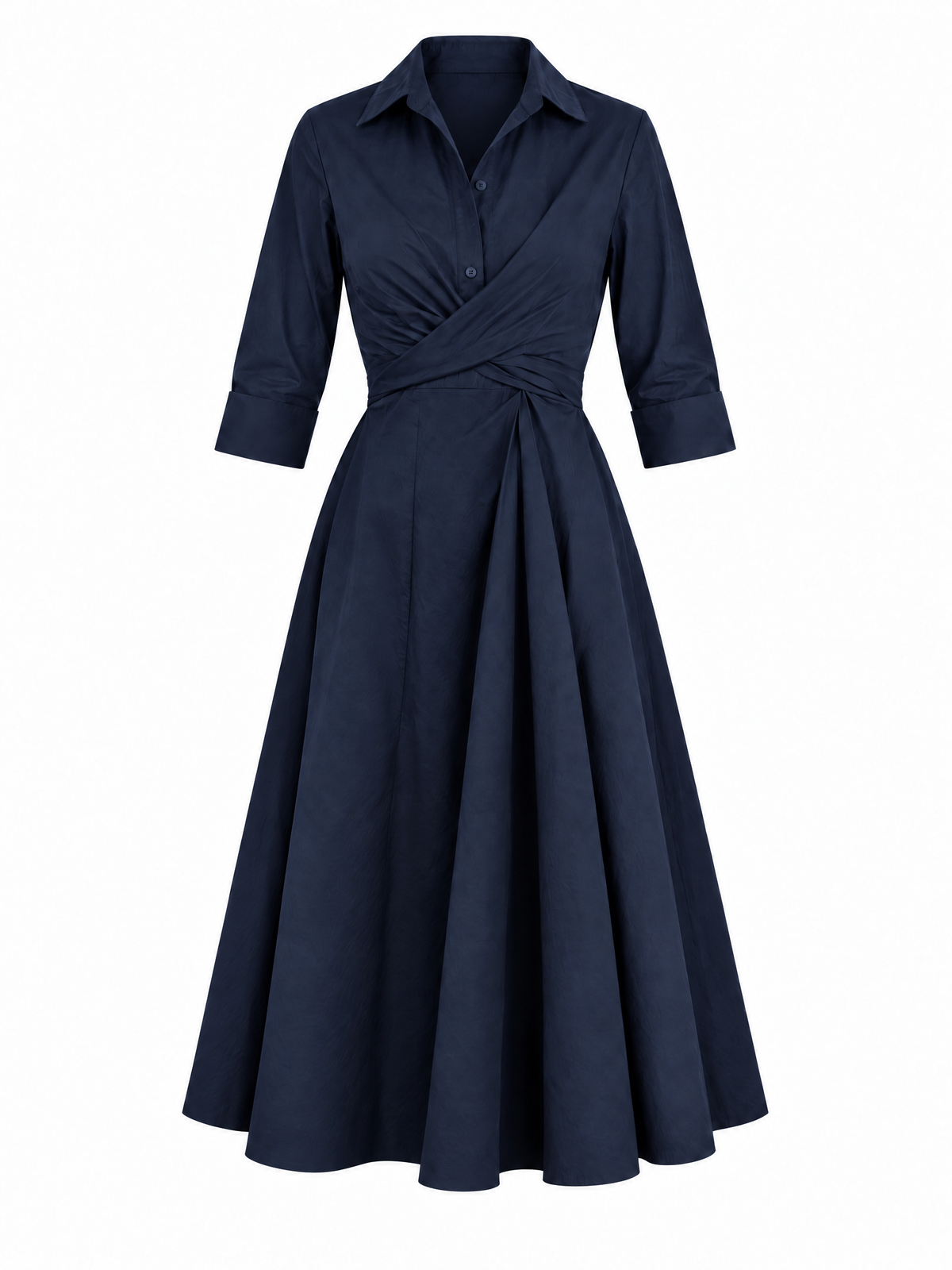 Wrap-Tie Dress - Navy Blue