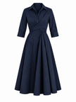 Wrap-Tie Dress - Navy Blue