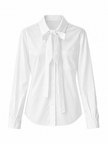 Cotton Shirt with Tie & Bow