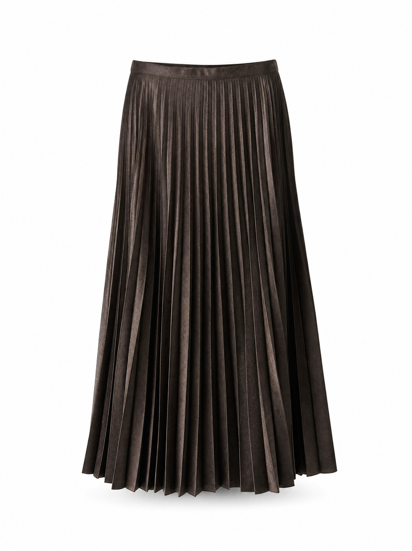 Wool Pleated Midi Skirt