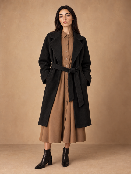 Wool-Blend Coat - Black