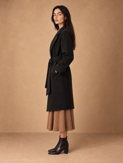 Wool-Blend Coat - Black