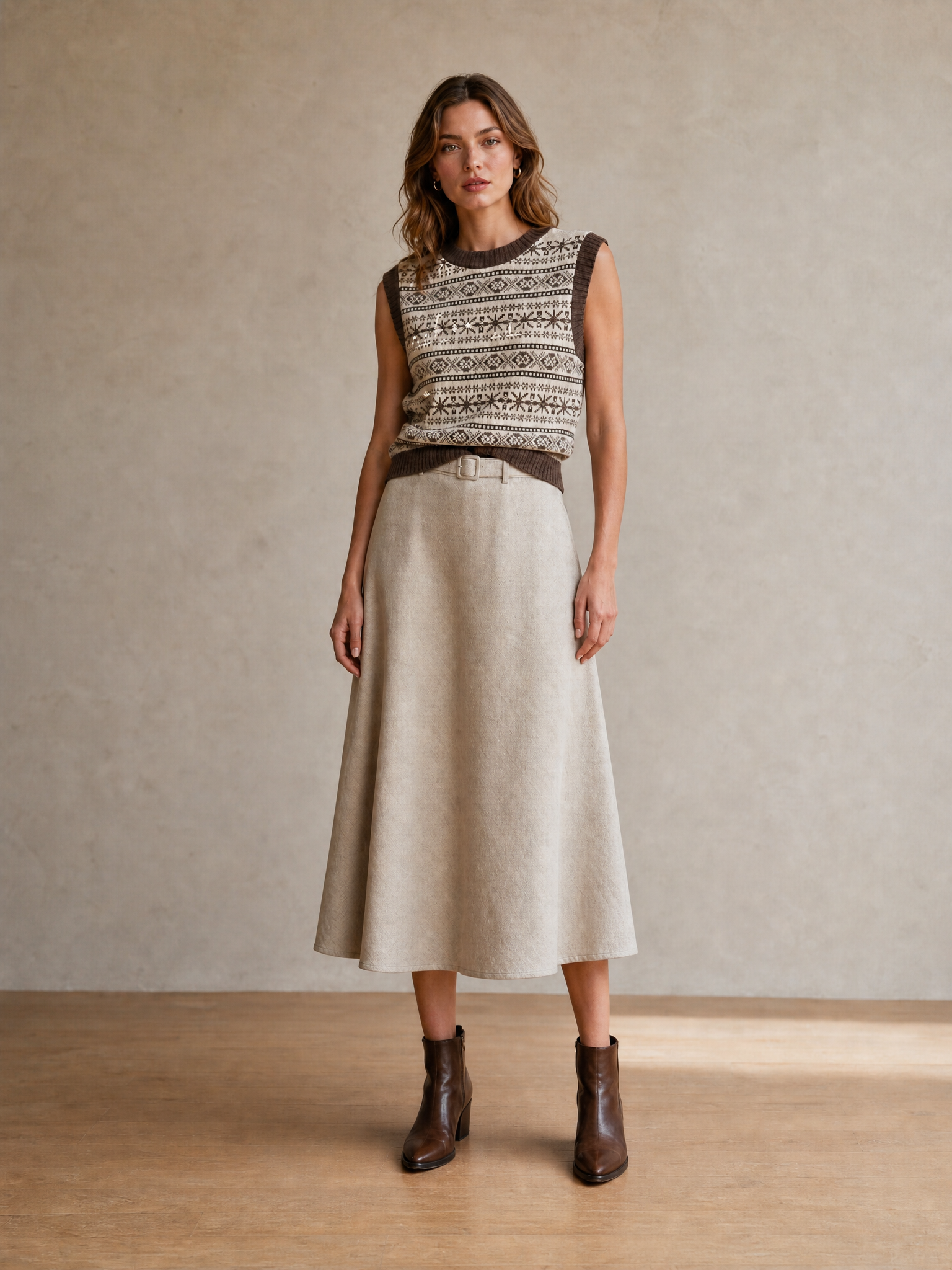 Belted Midi Skirt