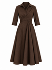 Wrap-Tie Dress - Chocolate Brown