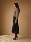 Wool Pleated Midi Skirt