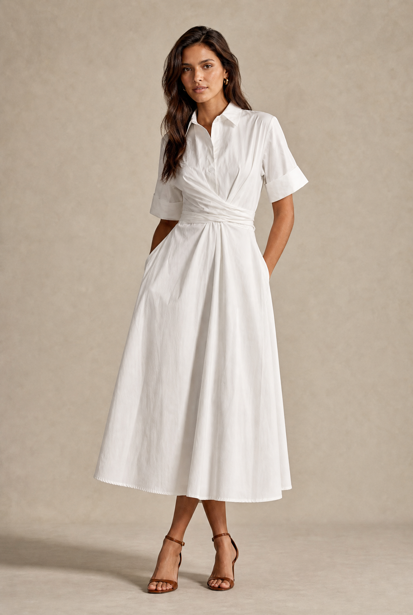 White Poplin Structured Dress