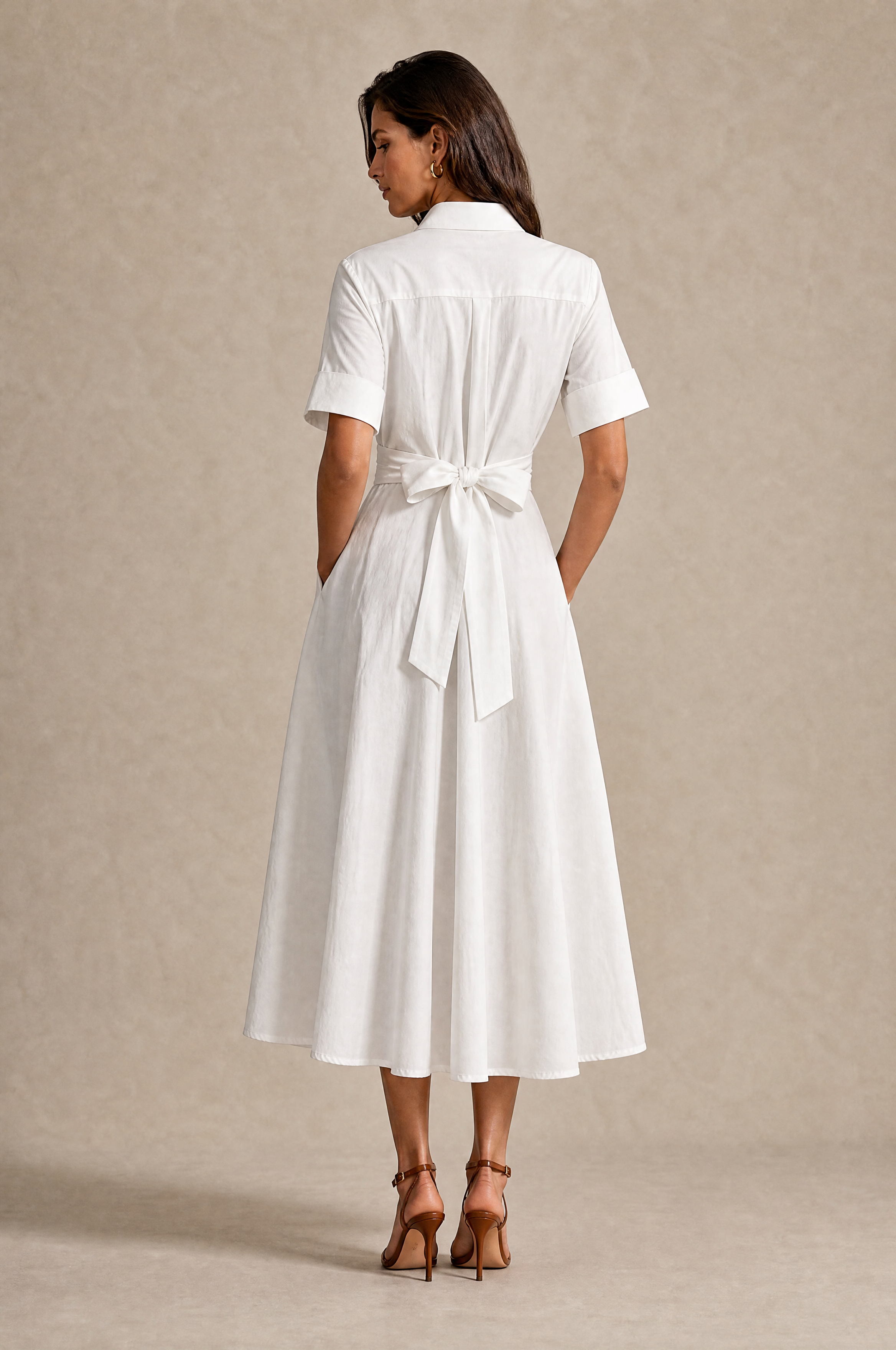 White Poplin Structured Dress