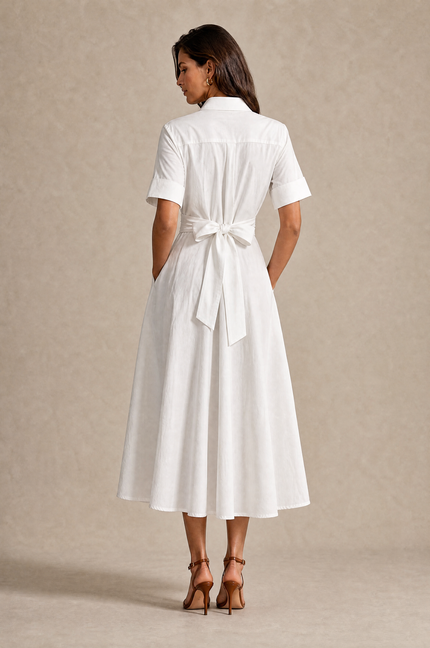 White Poplin Structured Dress