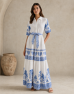 White Linen Blend Maxi Dress