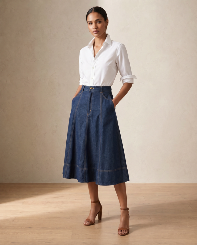 Denim Midi Skirt