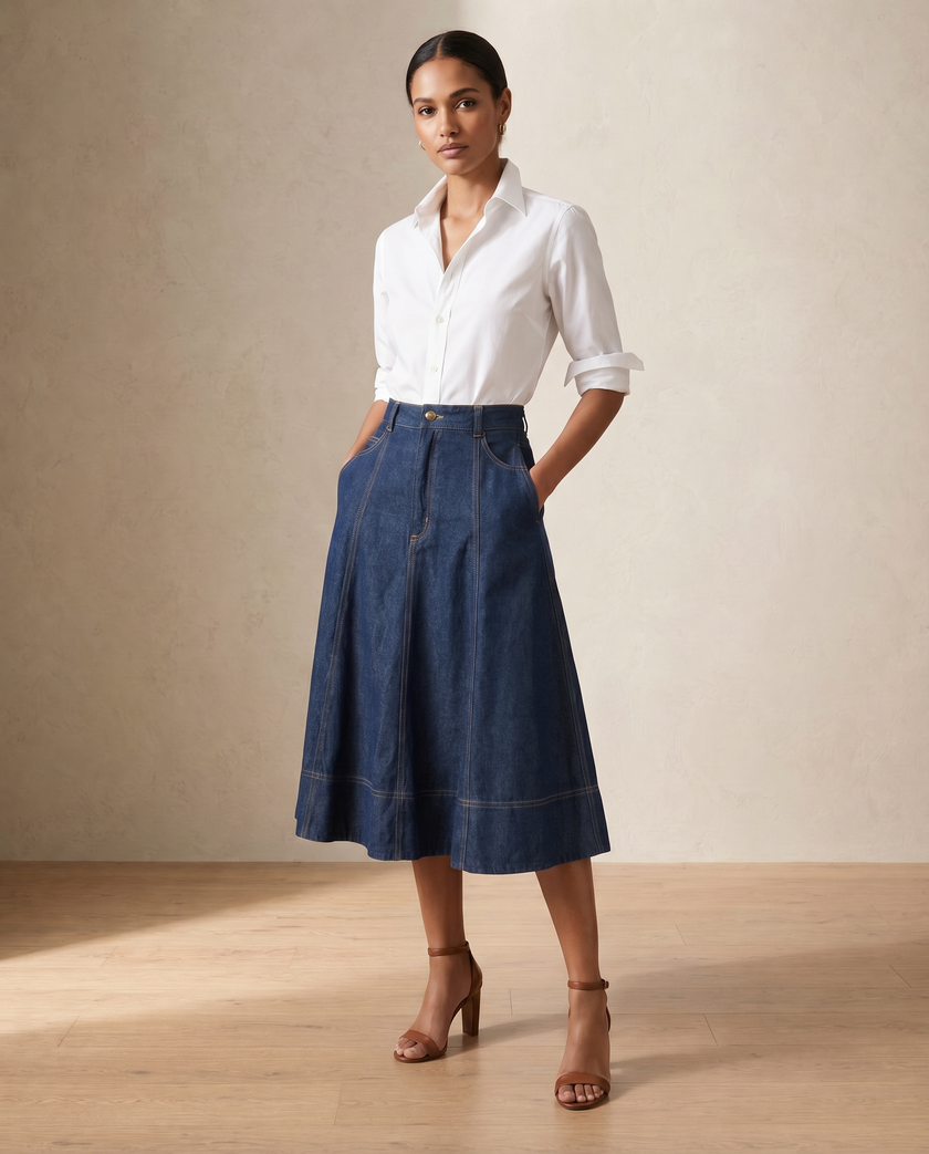 Denim Midi Skirt