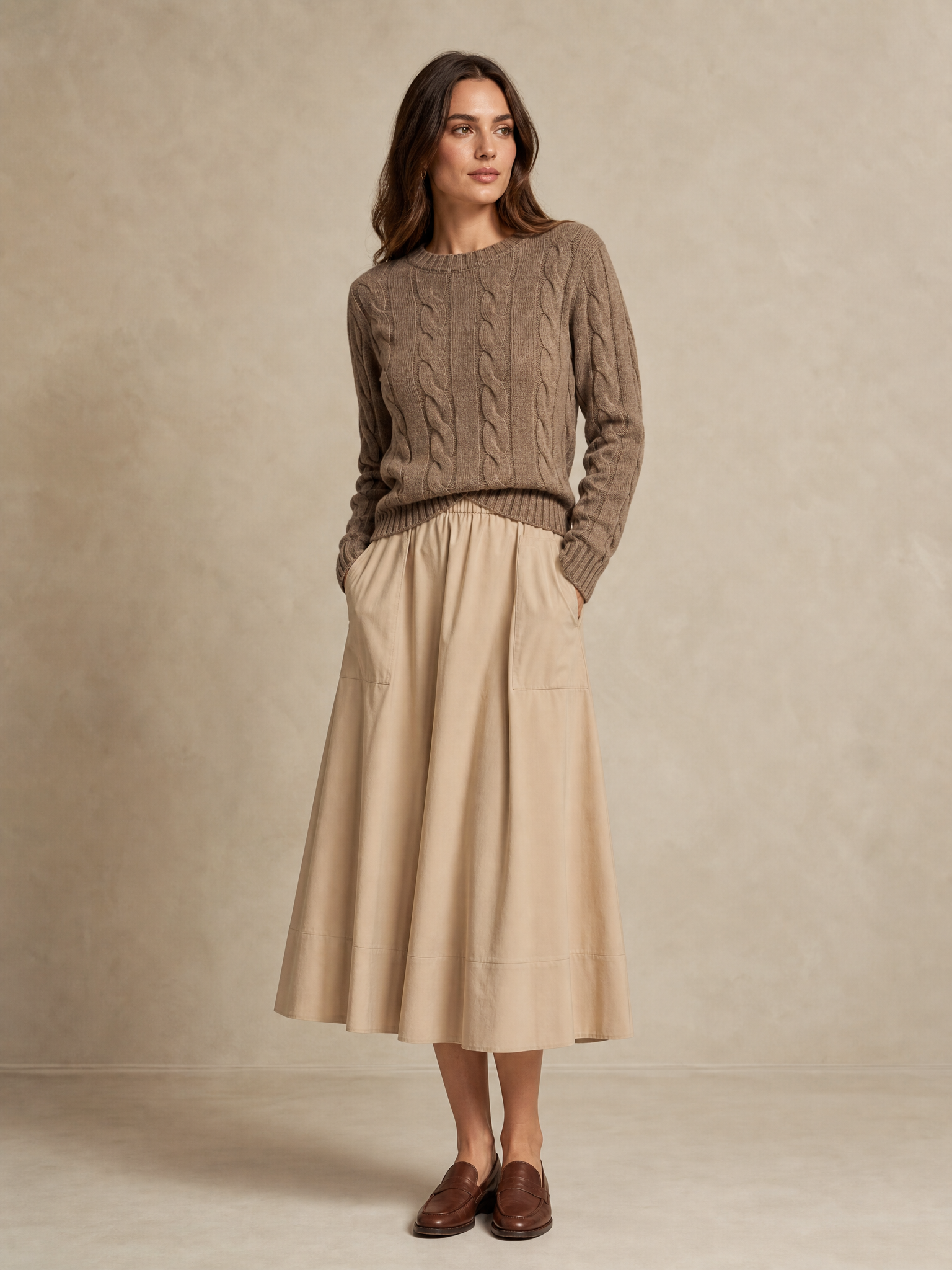 Vilma Midi Skirt - Beige