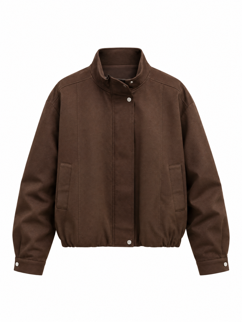 Elegant Bomber Jacket - Brown