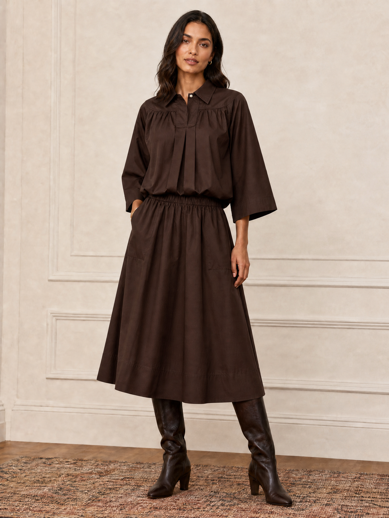 Vilma Midi Skirt - Brown